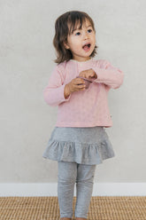 Toddler wearing Avauma Lovely Breeze Henley Shirt in Soft Peony – Soft and breathable babywear